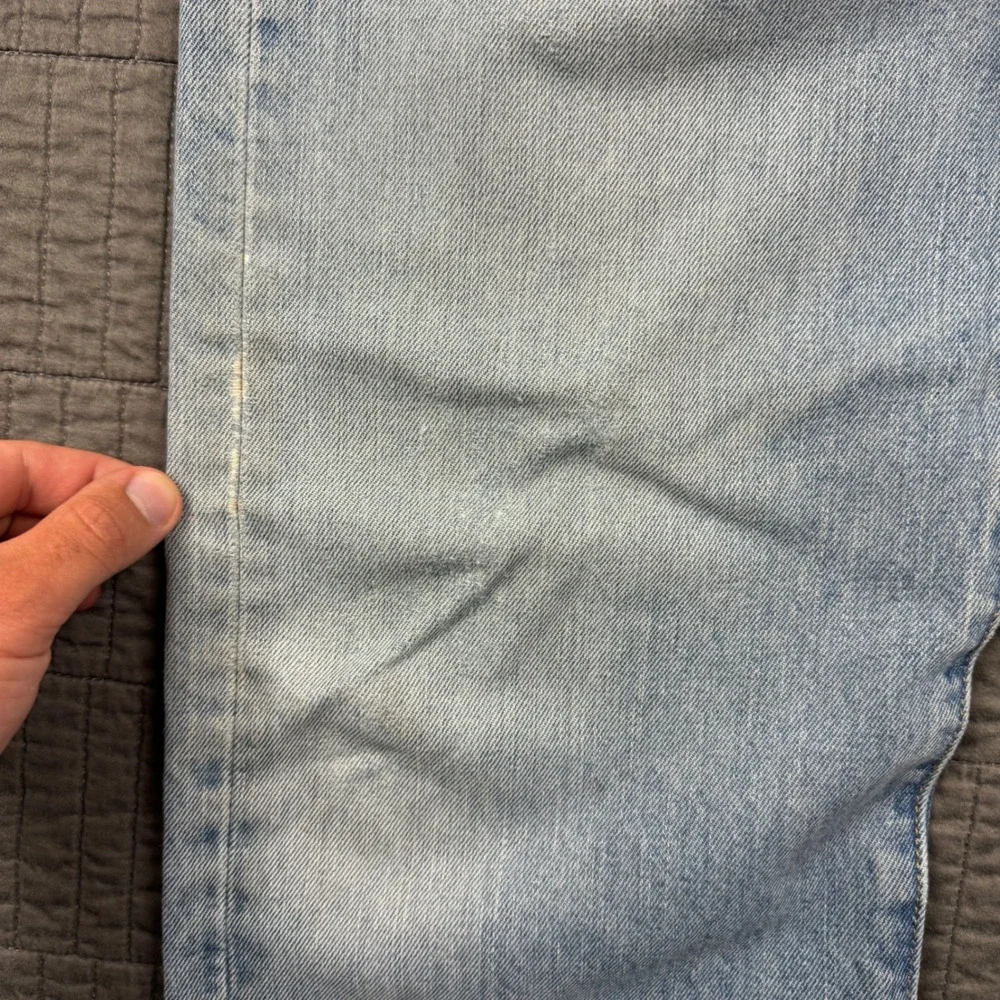 Levis 501 Original Fit Jean Men 36x34 Light Wash Denim Button Fly Distressed Y2K